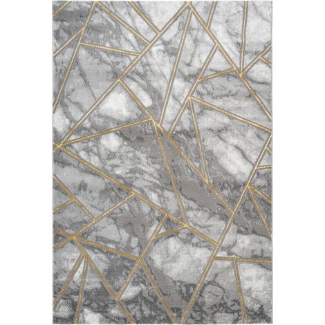 Tapis salon et chambre 80x150 or rectangle tissé motif géométrique ERZU