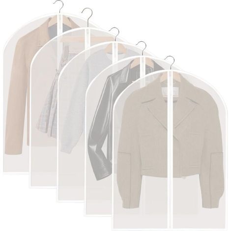 Housses de rangement en PEVA transparentes – Lot de 5, 60 x 80 cm, imperméables, anti-poussière et anti-mites