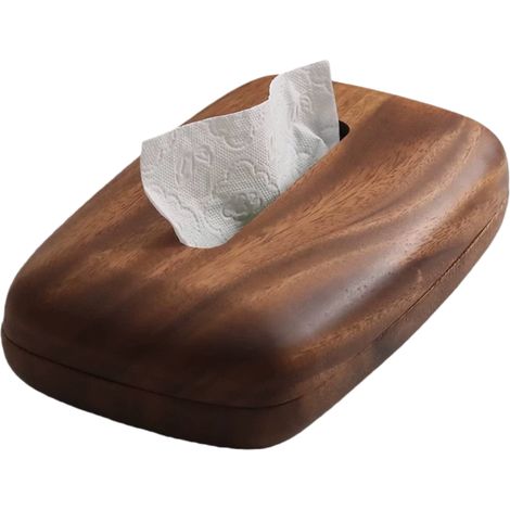 Caja Para Pañuelos - Madera De Nogal Maciza - Forma De Pan - Tapa Magnética - 22 X 13,5 X 5,5 Cm - Unidad (1/5)