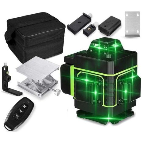 Niveau Laser 4D 16 lignes Lumière Verte 360 ° Outil de mesure de nivellement automatique en croix Affichage LED