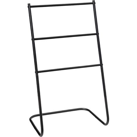 Porte-serviettes - JUANIO - Valet 3 barres - Métal noir - 46x35x82 cm - Charge 10 kg (1/4)