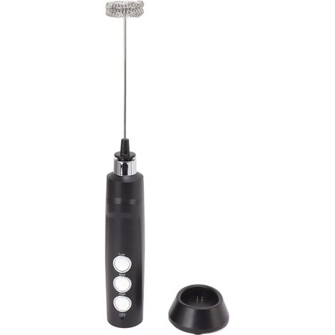 Agitateur électrique portable rechargeable Mini mousseur pour café, œufs et chocolat chaud (noir) (1/5)