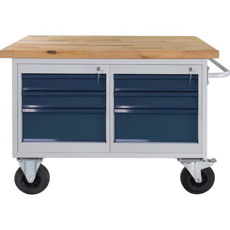 ADB 6 Schubladen Tischwagen Werkbank Wagen L 1300 x B 600 x H 827 mm max. 500 kg (1/5)