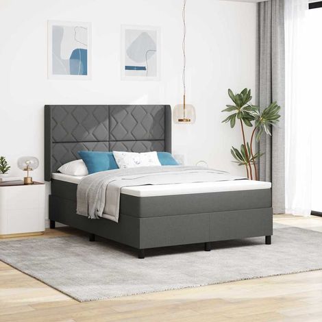 LED Boxspringbett mit Kopfteil Dunkelgrau 140 x 190 cm Stoff vidaXL (1/5)