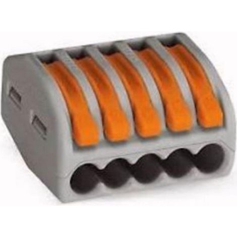 Silamp – Borne de raccordement à levier 5 entrées – Connexion rapide sans outil – Pour câbles 0.08 à 2.5mm² – Boîtier durable et compact
