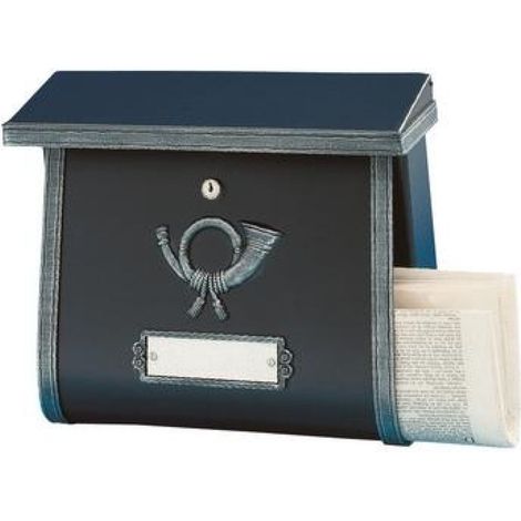 Heibi Briefkasten MULTI mit Zeitungsfach Antik-Stil Stahl schwarz-antik patiniert DIN C4 quer