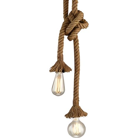 1 Suspension lumineuse, lustre industriel, design rustique, plafonnier corde, salon balcon restaurant 100 cm (1/5)