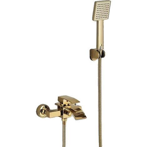 Robinet de baignoire, double poignée, finition brossée, Or (1/2)