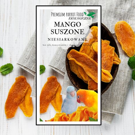 Alimento Premium para Loros - Copos de Mango Orgánico para todo tipo de loros 100 g (1/4)