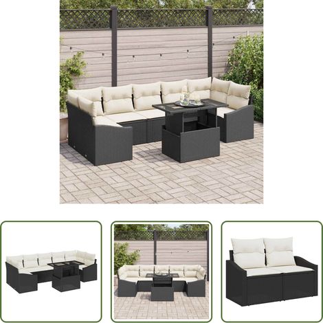 Poly Rattan -  Garten-Sofa-Set mit Speicher 8 pcs Schwarz Poly Rattan (1/5)
