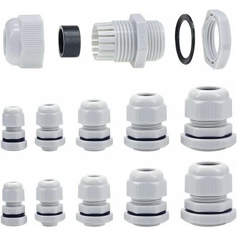 Presse-étoupes M10-M25 40pcs – Pour câbles 3 à 15mm – Écrou de blocage en nylon – Protection étanche contre l'eau et la poussière