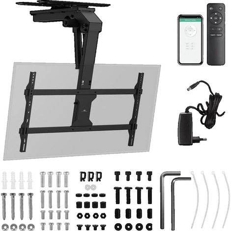 Support électrique pour TV Maclean, plafond, support Tuya, max. VESA 800x400, réglable +90°-90°, pour TV 43-86", max. 45kg, MC- (1/3)