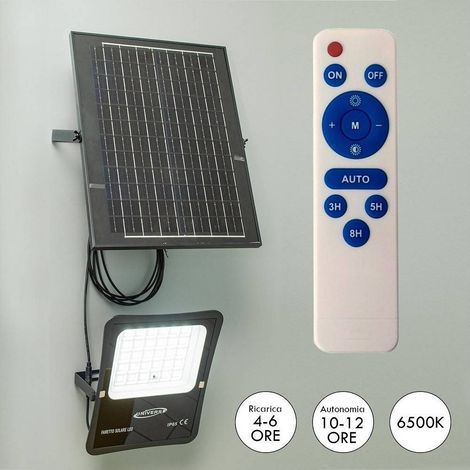 TRADE SHOP - Faro Con Pannello Solare Ip65 E Sensore Crepuscolare Proiettore 50 100 200 300w - 100 Watt (1/5)