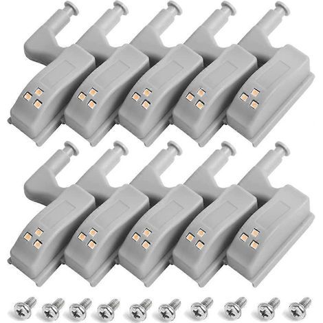 KLVGTIFS PU - Lot de 10 charnières de placard avec détecteur de mouvement LED, universelles, pour salon, chambre, dressing, placard de cuisine, veilleuse de placard (1/5)