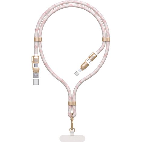 Cavo/cordino 4 in 1 Dudao L20MAX USB-A / USB-C / Lightning PD QC 65W 1,5 m - Rosa (1/3)