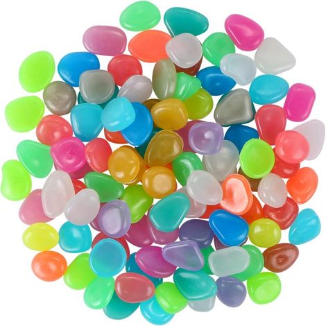 100 leuchtende Kieselsteine für Garten, Außendekoration, Rasen, Aquarium, Weg, Gehweg, Fischbecken (verschiedene Farben)