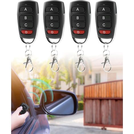 4Pcs Telecommande Portail Garage 433 Mhz Télécommande Universelle Duplicateur de Garage Sans Fil à 4 Boutons 50m Signal Longue pour Portail et Garage Portes Automatiques, Portails Électriques (1/5)