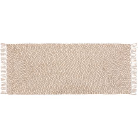 Atmosphera – Tapis de couloir rectangulaire 80 x 200 cm en jute et coton – Franges décoratives – Style bohème chaleureux (1/3)