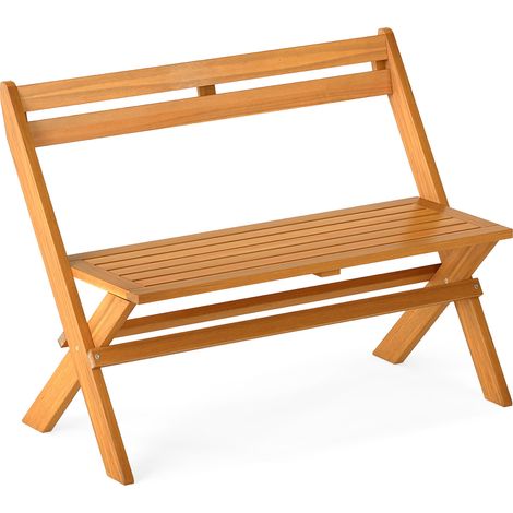 Pliable, banc de jardin en bois d'acacia 2 places avec dossier incliné, charge jusqu'à 800 lb (1/5)