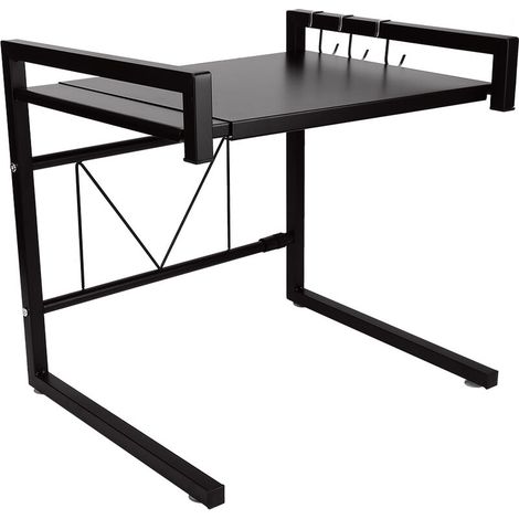 Extensible Etagère Micro-Ondes ® en Multifonction Etagère de Stockage avec 3 Crochets de Rangement,noir (1/5)