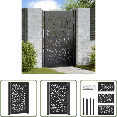 vidaXL Stahl Tor - Gartentor Schwarz 100x150 cm Stahl Flammendesign (1/5)
