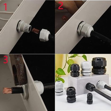 Gebildet Presse-étoupes, PG13.5 Connecteurs de Câble étanches, M20×1.5 Collier Plastique Connecteu 6-12 mm, Câbles pour Maison/Jardin/Éclairage Câble(Blanc) (1/4)