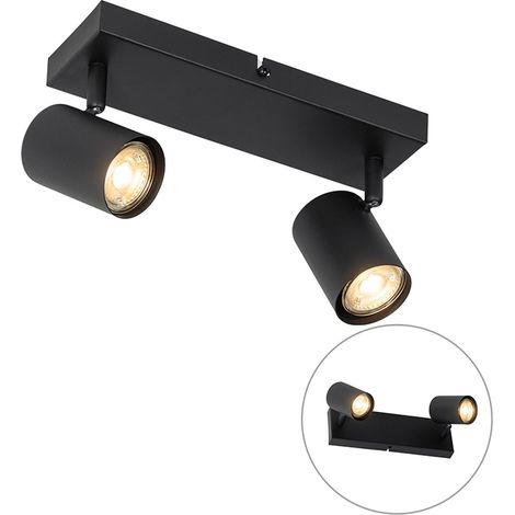 Moderne Einbau-Deckenspots  Spots  Aufputz-Spots – Doppellampe – Rohrlänge: 260 mm – Schwarz – Geeignet für Wohnzimmer, Schlafzimmer und Küchen