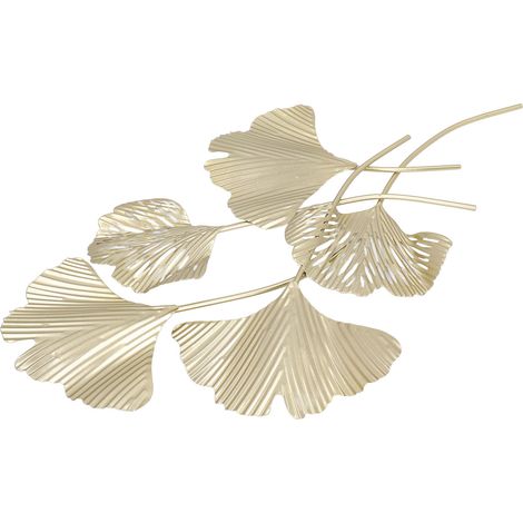 Décoration murale 3D sans cadre, plantes artificielles en forme de ginkgo, doré style nordique, fond de fête à la maison, grande taille. (1/5)