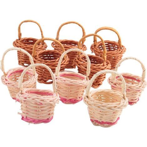 Ensemble de 10 paniers tressés avec poignées peuvent servir de boîte de rangement pour pots de fleurs, de boîte de rangement pour objets divers, de panier de rangement pour produits cosmétiques ou d' (1/4)