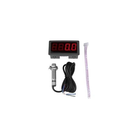Tachymètre numérique à 4 LED pour tous les instruments numériques Rouge / Bleu Tachymètre universel à LED Tachymètre compte-tours + Détecteur de proximité à effet Hall Capteur NPN(rouge) (1/5)