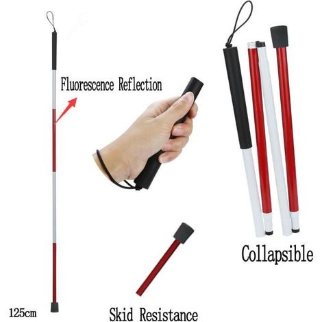 Pliante aveugle bâton 4 sections Guide pliant Aveugle Canne en aluminium Bâton de marche W ACE1531 (1/4)