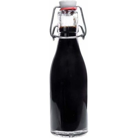 Bouteille De Service - Verre - 0,2 L - Bouchon En Porcelaine - Hauteur 17,5 Cm - Pour Liqueurs Et Huiles - 1 Pièce (1/4)