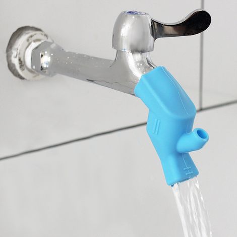 Rallonge de robinet en silicone pour robinets d'évier, idéale pour le lavage des mains des enfants (bleu) (1/5)