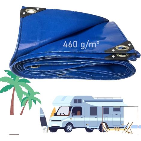 Bâche Voiture Piscine,4x16.5m 460g/m² PVC Impermeable Multi-usages bâche imperméable avec œillets Couverture de Haute densité Bleu (1/5)