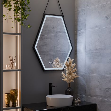 Miroir LED 55x70 Desembuage Horloge et Thermometre Gradable (1/5)