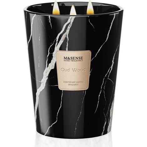 Grande bougie parfumée Oud Holz 990g avec 3 mèches, cire de soja, 150h de combustion