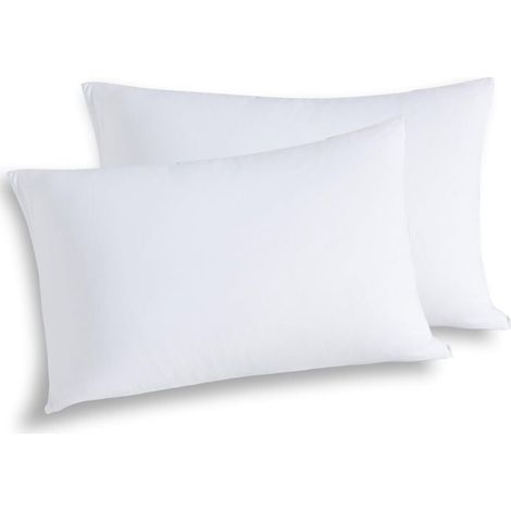 Ensemble de 2 protège-oreillers tricotés - Housses lavables en machine - Enveloppe, blanc, 50 x 70 cm (1/5)