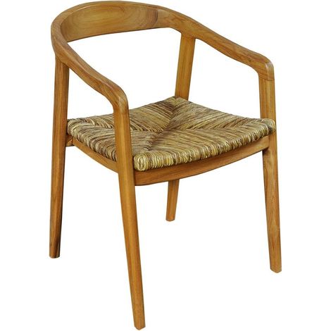 Fauteuil en Bois de Teck et Cannage de Rotin Viennois Chaise Naturelle pour Salon et Terrasse - PANGIVO (1/5)