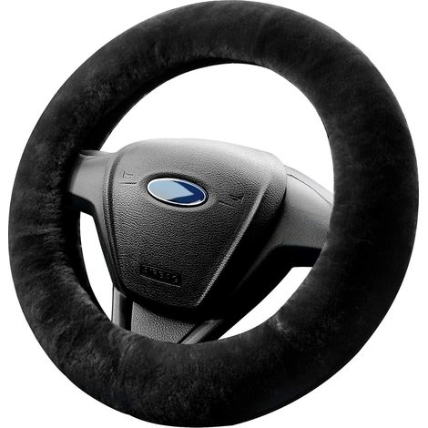Coprivolante, coprivolante universale per auto, coprivolante telescopico in peluche per accessori auto, 38 cm (nero) (1/5)