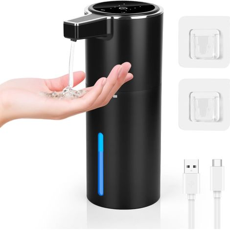 Distributeur Savon Automatique, 420ml Distributeur Savon Mural, Distributeur Liquide Vaisselle avec Capteur Infrarouge, Rechargeable par USB, Adapté à la Cuisine, Salle de Bain (1/5)