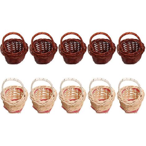 Lot de 10 petits pots de fleurs en plastique pour maison de poupée, mini paniers à fleurs, pots de fleurs pour maison de poupée-43cm-Colorful (1/2)