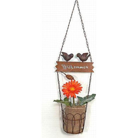 Hänger 18338 Pflanzhänger Blumenampel mit Vögel "Willkommen" 70 cm