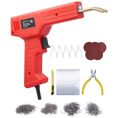 Kunststoff Schweißgerät, 100 W Kunststoff Reparatur Set mit 800 Heißklammern, Schweißpistole, Kunststoff-Autostoßstangen mit LED-Licht für Kajaks, Spielzeuge, Reparatur von Kunststoffrissen