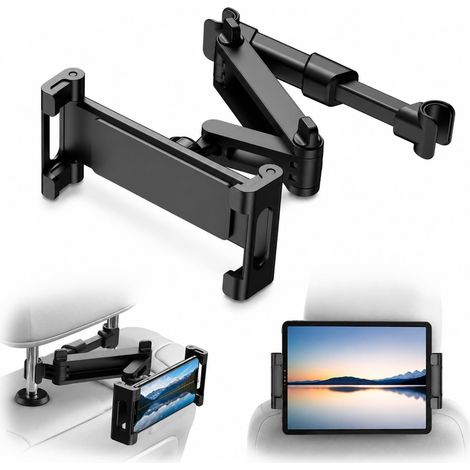 Support de tablette pour appuie-tête de voiture, pliable, avec bras télescopique, pour tablettes de 4,9 à 12,9", rotatif à 360°, (1/5)