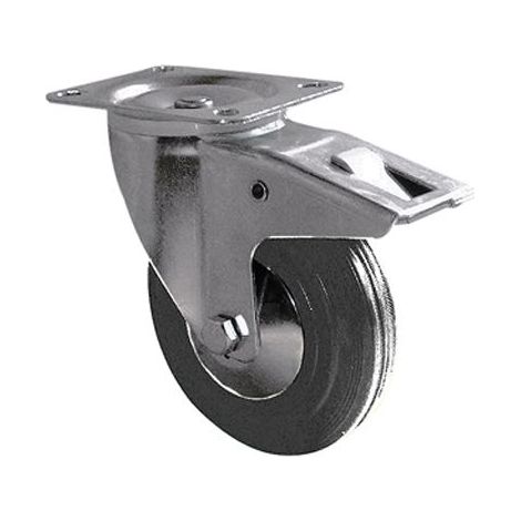 Roulette industrielle Pivotant avec frein Guitel Hervieu, Acier galvanisé, Ø 160mm, 175kg ( Prix pour 1 )