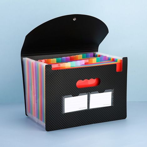 Trieur à Soufflets Classeur Rangement Papier Chemise Trieur Plastique 25 Compartiments Avec Couvercle A4 Documents Extensible-Fei Yu (1/4)