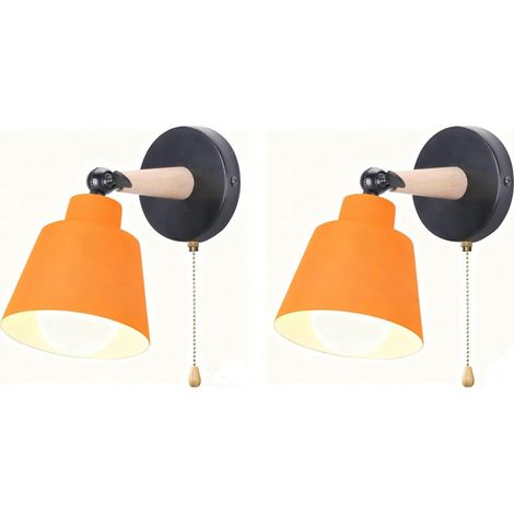 2PCS Applique Murale Moderne Applique Murale Rétro Minimaliste Lampe Murale D'Intérieur Nordique E27 Orange (1/5)