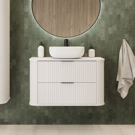 Elegance Glamour Style 2 Drawer Bathroom Wall Vanity Cabinet 60cm - White