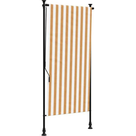 Store roulant d'extérieur orange et blanc 100 x 270 cm tissu acier - Accessoire de jardin terrasse extérieur (1/5)