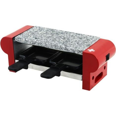 Appareil à raclette 2 personnes 350W – Pierre à griller amovible – 2 poêlons antiadhésifs – Interrupteur marche/arrêt – Hkoenig